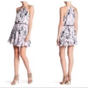 PARKER BLACK & PINK FLORAL  MINI DRESS